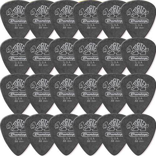 Palheta Dunlop Tortex .88mm Preta P/ Guitarra - Kit com 24 Unidades