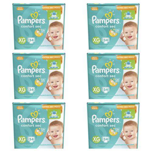 Pampers Comfort Sec Fralda Infantil Xg C/34 (kit C/06)