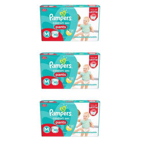 Pampers Comfort Sec Pants Fralda Infantil M C/40 (kit C/03)