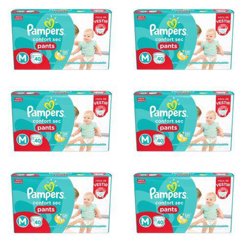 Pampers Comfort Sec Pants Fralda Infantil M C/40 (kit C/06)