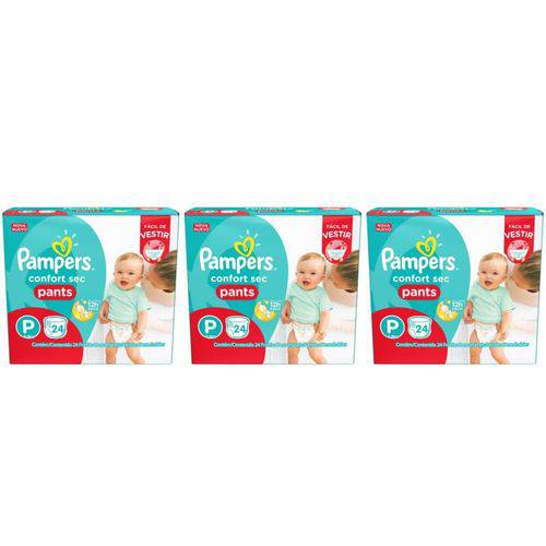 Pampers Comfort Sec Pants Fralda Infantil P C/24 (kit C/03)