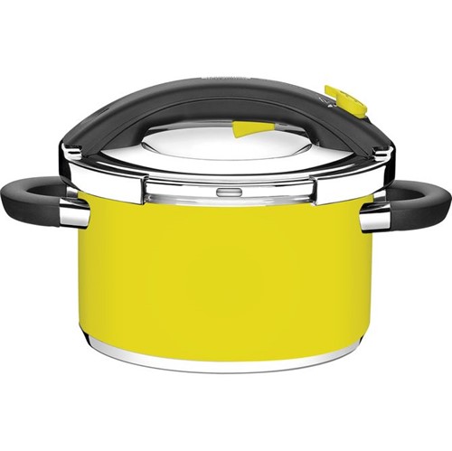 Panela de Pressão Tramontina Presto Amarela em Aço Inox Fundo Triplo 24 Cm 6 L Amarelo