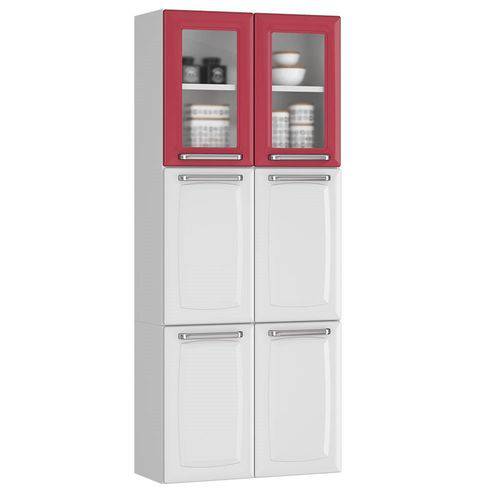 Paneleiro de Cozinha Itatiaia Luce Ipldv-70 Aço/duplo C/ 6 Portas (2 C/vidro) - Branco/vermelho