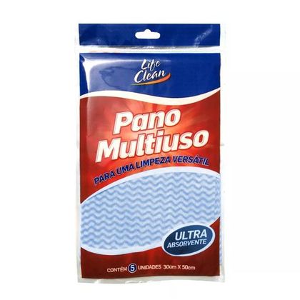 Pano Multiuso Life Clean 50x30cm Azul C/5 Unidades