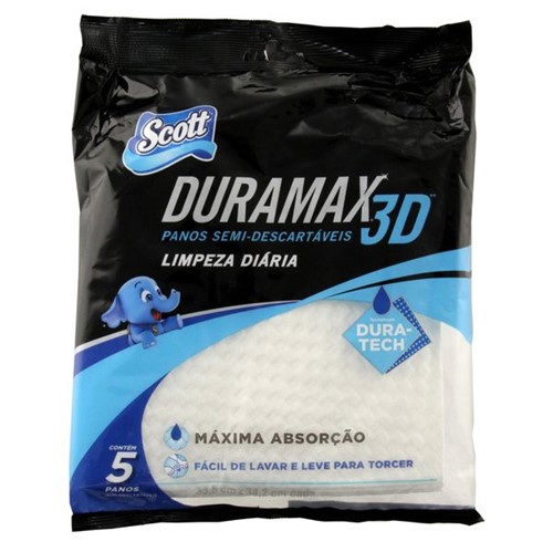 Pano Multuso Scott Duramax 3d Limpeza Diaria C/5