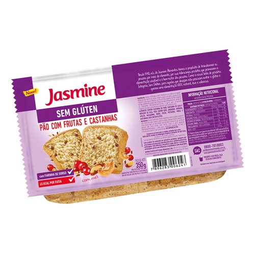 Pão de Forma Jasmine Sem Glúten com Frutas e Castanhas 350g