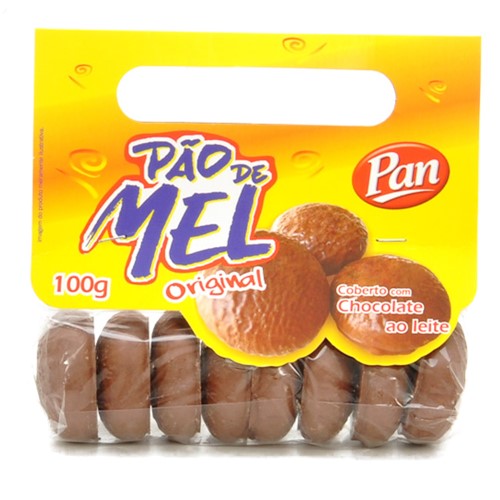 Pão de Mel Pan Coberto Chocolate 100g com 8 Unidades