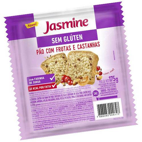 Pão Frutas e Castanhas S/ Glúten 175g - Jasmine