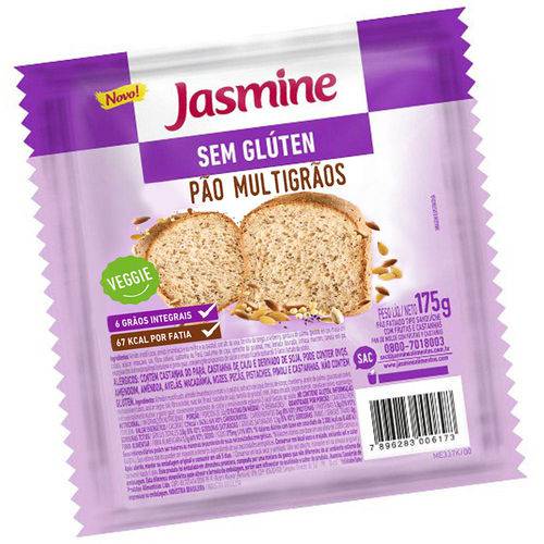 Pão Multigrãos S/ Glúten 175g - Jasmine
