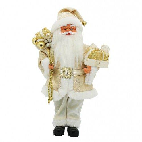 Papai Noel Musical a Corda Dourado e Branco 41cm - Magizi