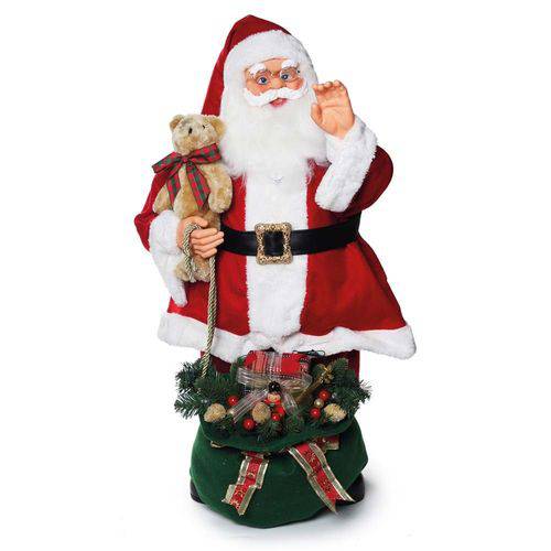 Papai Noel Musical Decoração Natal 80x43 Cm a Pilha Vermelha