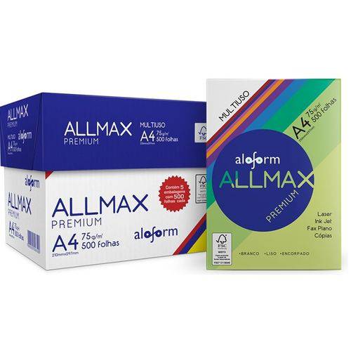 Papel A4 Allmax Premium 210x297 Cx C/5 Pct - Cfsc