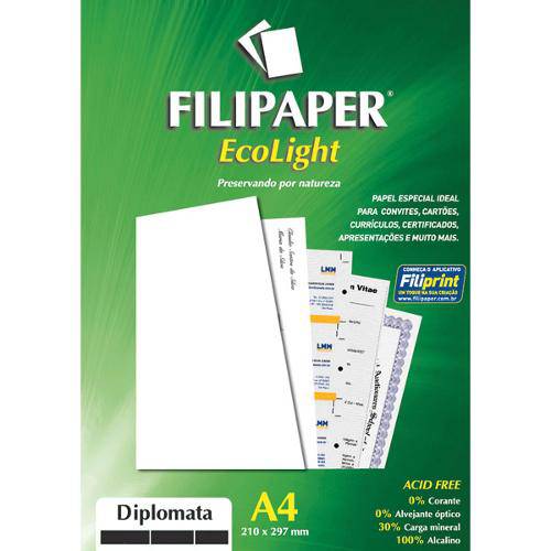 Papel A4 Diplomata Ecolight Branco 180g. Cx.C/20 Filipaper