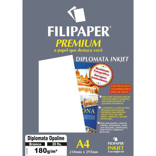 Papel A4 Diplomata Premium Branco 180g. Filipaper Cx.c/20