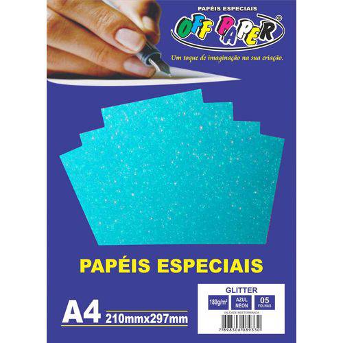 Papel A4 Glitter Azul Neon 180g.