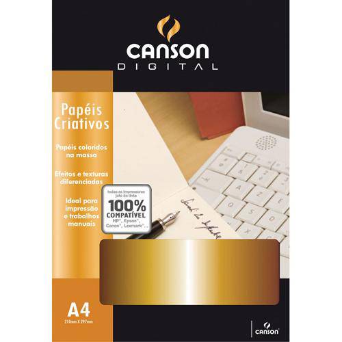 Papel A4 Metalico Amarelo Ouro 120g. Pct.C/30 Canson