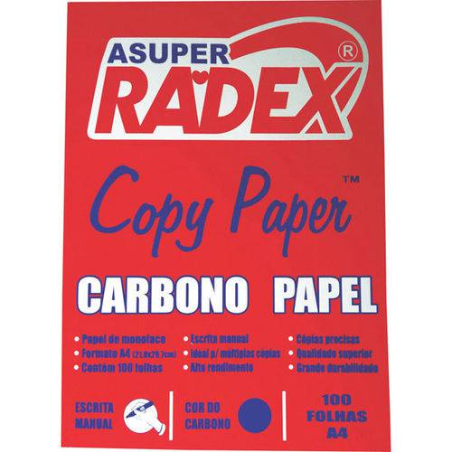 Papel Carbono para Lapis A4 Papel Azul Cx.C/100 Radex