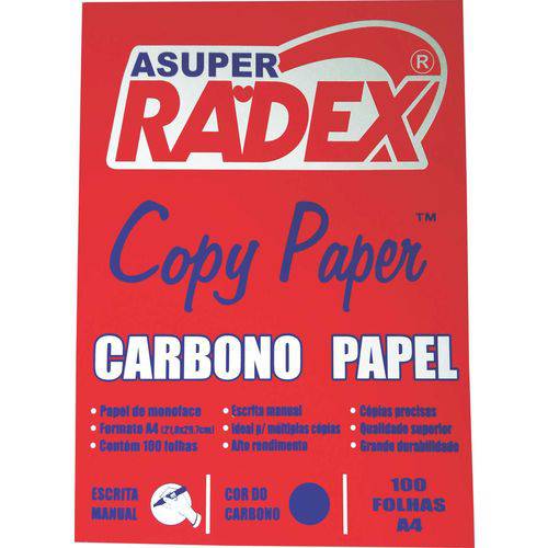 Papel Carbono para Lapis A4 Papel Azul Radex Cx.c/100