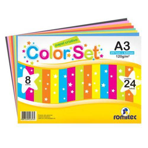 Papel Criativo Color Set A3 - 120 Gramas - 24 Folhas