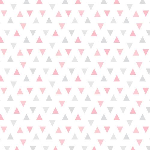 Papel de Parede Adesivo Triângulos Rosa e Cinza 2,70x0,57m