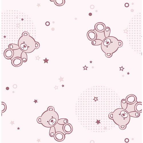 Papel de Parede Adesivo - Urso Pelúcia Rosa - N0903