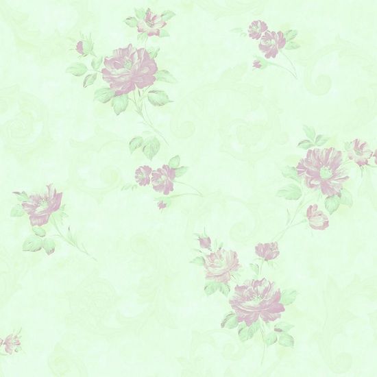 Papel de Parede Beautiful Home Floral Vinilico Verde e Rosa