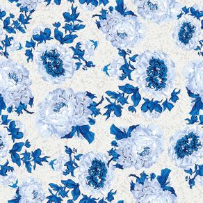 Papel de Parede Floral Azul Clássico - P