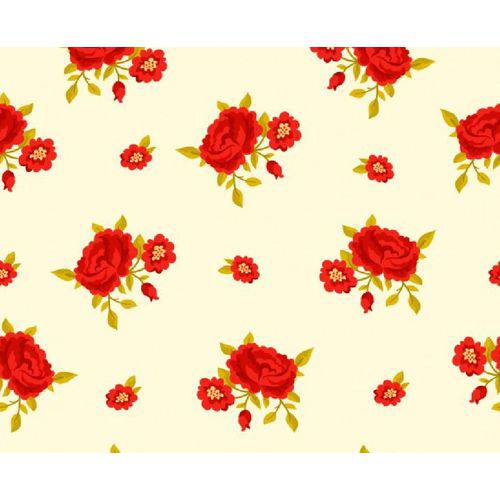Papel de Parede Floral Rosa Vermelha 3,00 X 0,60