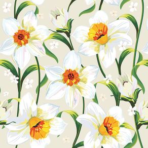 Papel de Parede Flores Brancas e Galhos Palha - P