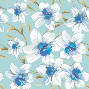 Papel de Parede Flores Moderna Azul Claro - P
