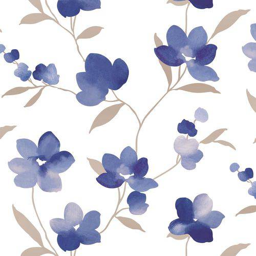 Papel de Parede Florido Aquarela Azul Allegra Muresco Prime