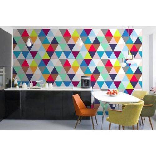 Papel de Parede Geométrico Mosaico Triângulos Coloridos Md12