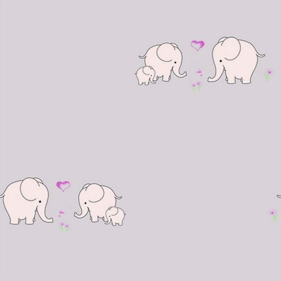 Papel de Parede Rainbow Sugar Elephant Lilas e Branco
