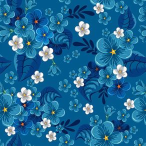 Papel de Parede Tropical Florido Azul Cobalto - P