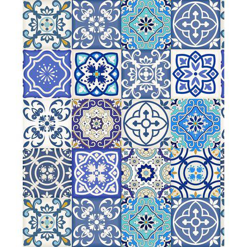 Papel de Parede Vinilico Azulejo Portugues Azul Allegra Muresco
