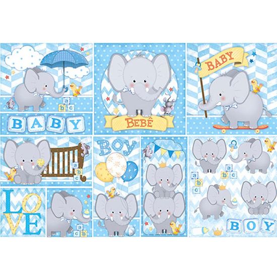 Papel Decoupage 49x34 Elefante Baby Boy PD-539N - Litoarte