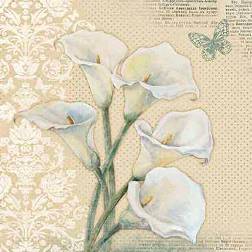 Papel Decoupage Adesiva 15x15 Flor Copo de Leite Daxv-059 - Litoarte
