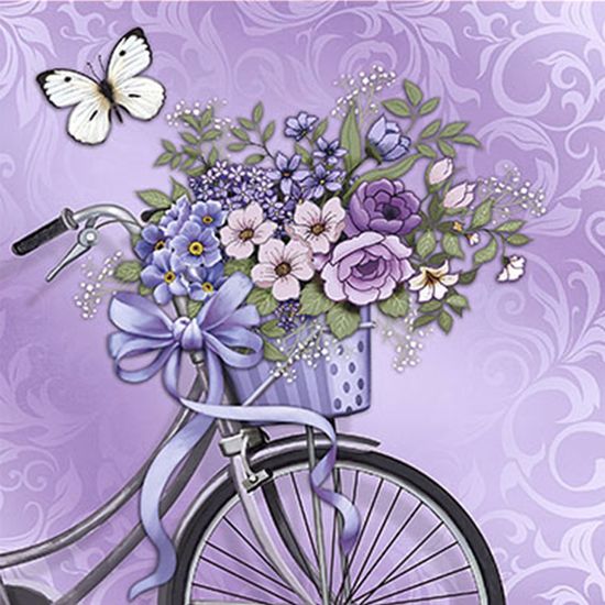 Papel Decoupage Adesiva Litoarte DAXV-020 15x15cm Bicicleta com Flores