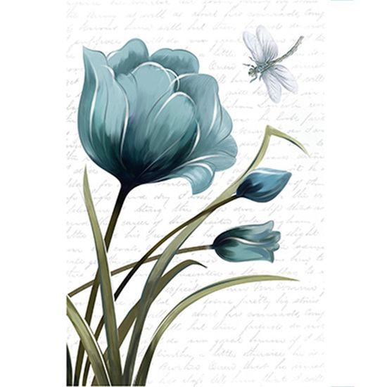 Papel Decoupage Arte Francesa Litoarte AF-306 31,1x21,1cm Tulipa Azul com Libélula