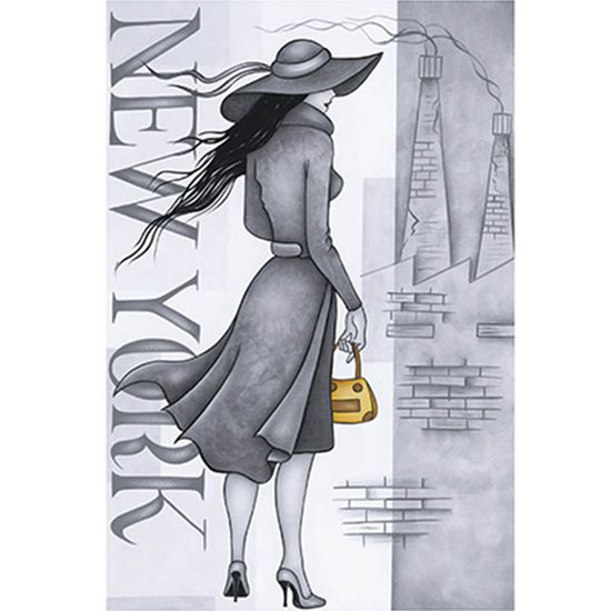Papel Decoupage Arte Francesa Litoarte AF-225 31,1x21,1cm Dama em Preto e Branco New York