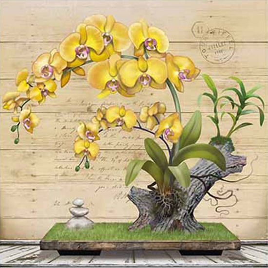 Papel Decoupage Arte Francesa Litoarte AFQ-400 21x21cm Orquídea Amarela