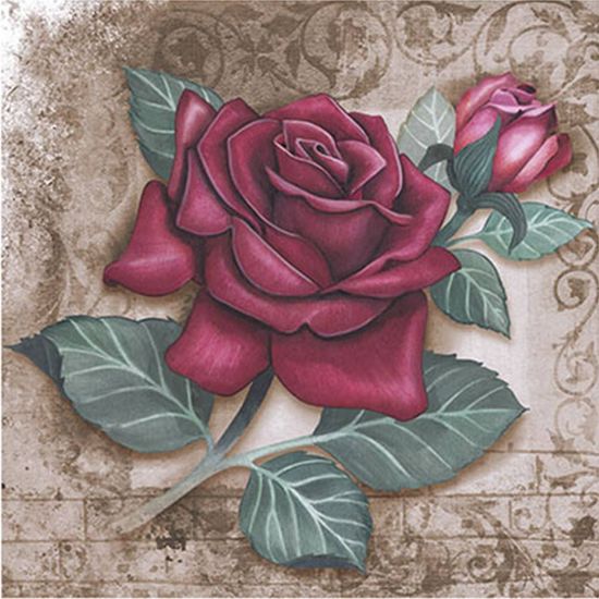 Papel Decoupage Arte Francesa Litoarte AFQG-095 30,7x30,7cm Rosas Vermelha