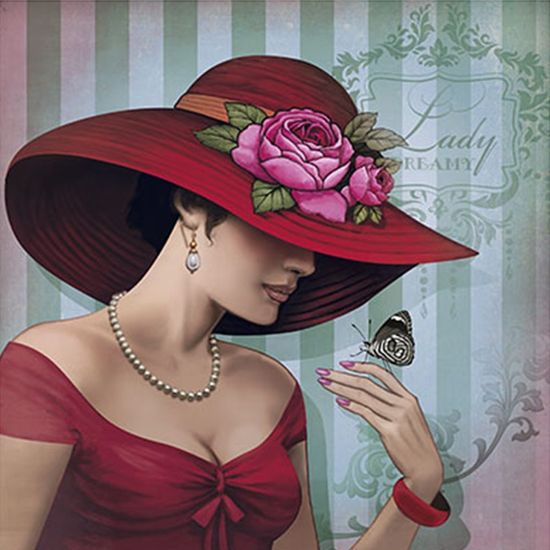 Papel Decoupage Arte Francesa Litoarte AFQG-097 30,7x30,7cm Dama de Vermelho