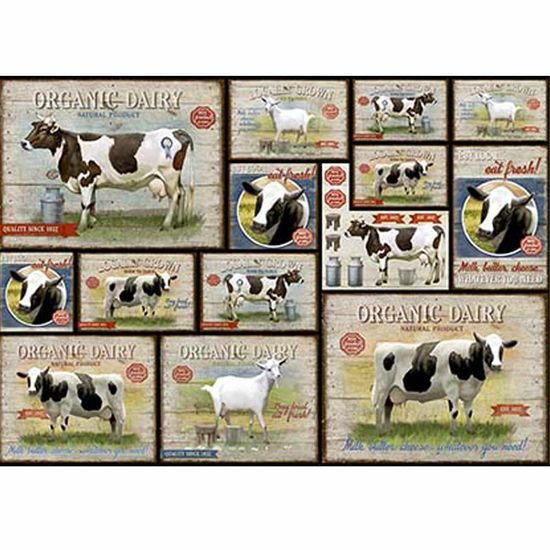 Papel Decoupage Litoarte PD-962 34,3x49cm Vacas e Cabras Vintage