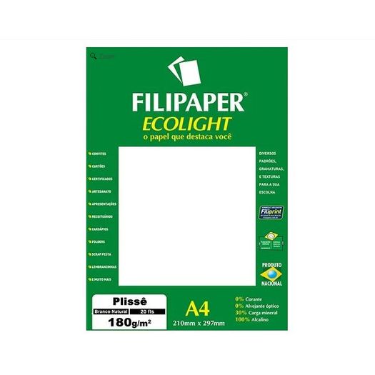 Papel Filipaper Ecolight Plissê A4 20 Folhas 180g 02085 Filiperson