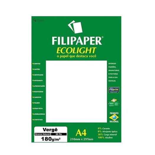Papel Filipaper Ecolight Verge A4 20 Folhas 180g 02085 Filiperson