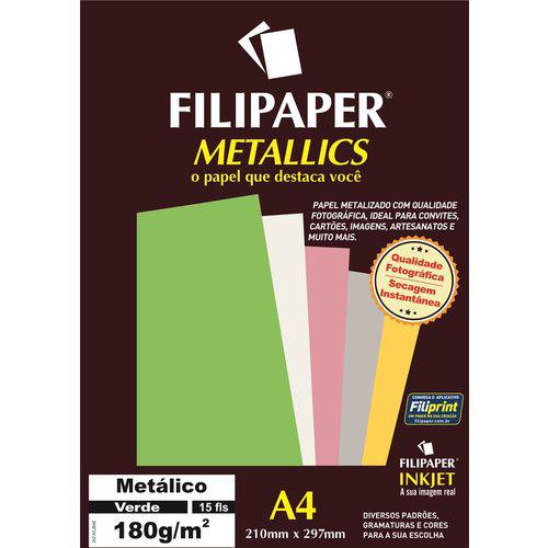 Papel Filipaper Filiperson Metalico 180 G A4 015 Fls Verde 01107