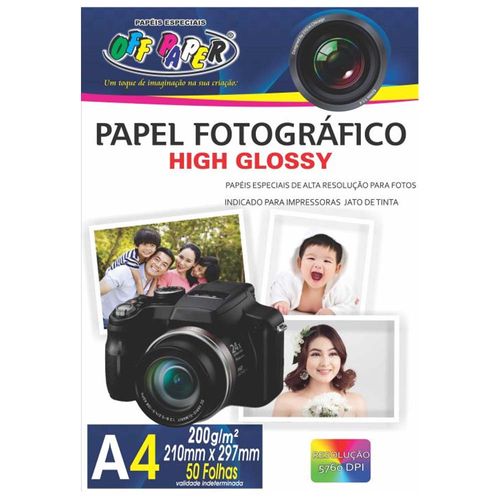 Papel Fotográfico A4 High Glossy 200g Off Paper 50 Folhas 1016574