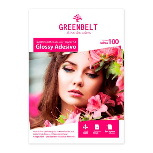 Papel Fotográfico Glossy Adesivo A4 135g Greenbelt 100 Folhas