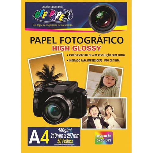 Papel Fotografico Inkjet A4 High Glossy 180g Pct.c/10 Off Paper